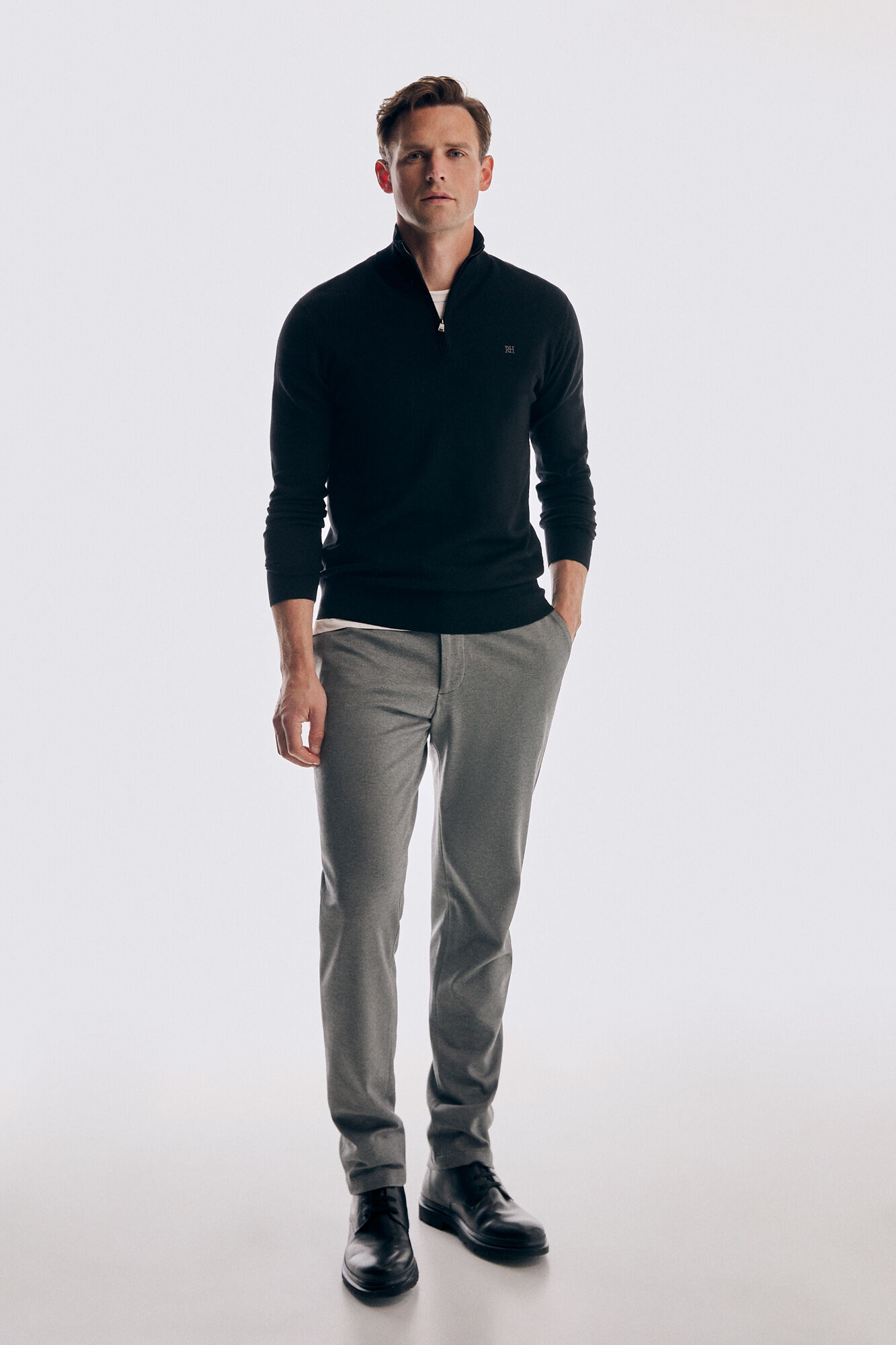 Pedro del Hierro Jersey cuello camionero merino Negro