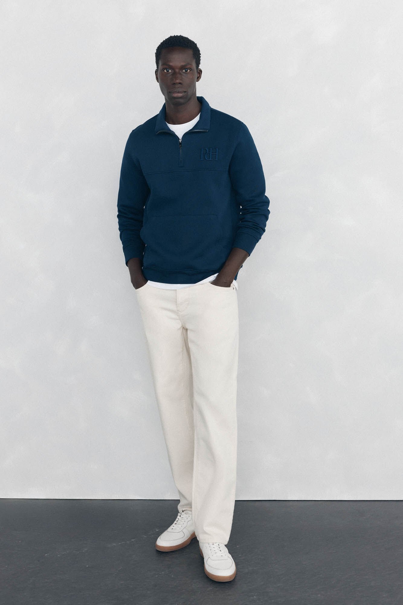 Pedro del Hierro Sudadera cuello cremallera tejido t&eacute;cnico Azul