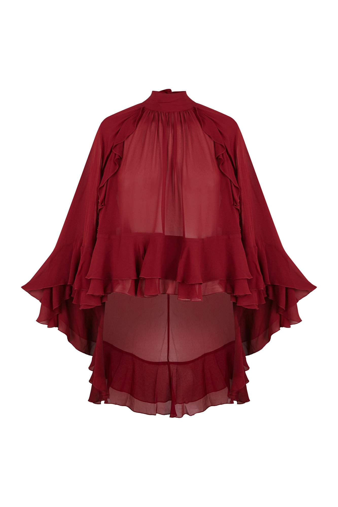 Pedro del Hierro Capa volantes lisa Burdeos