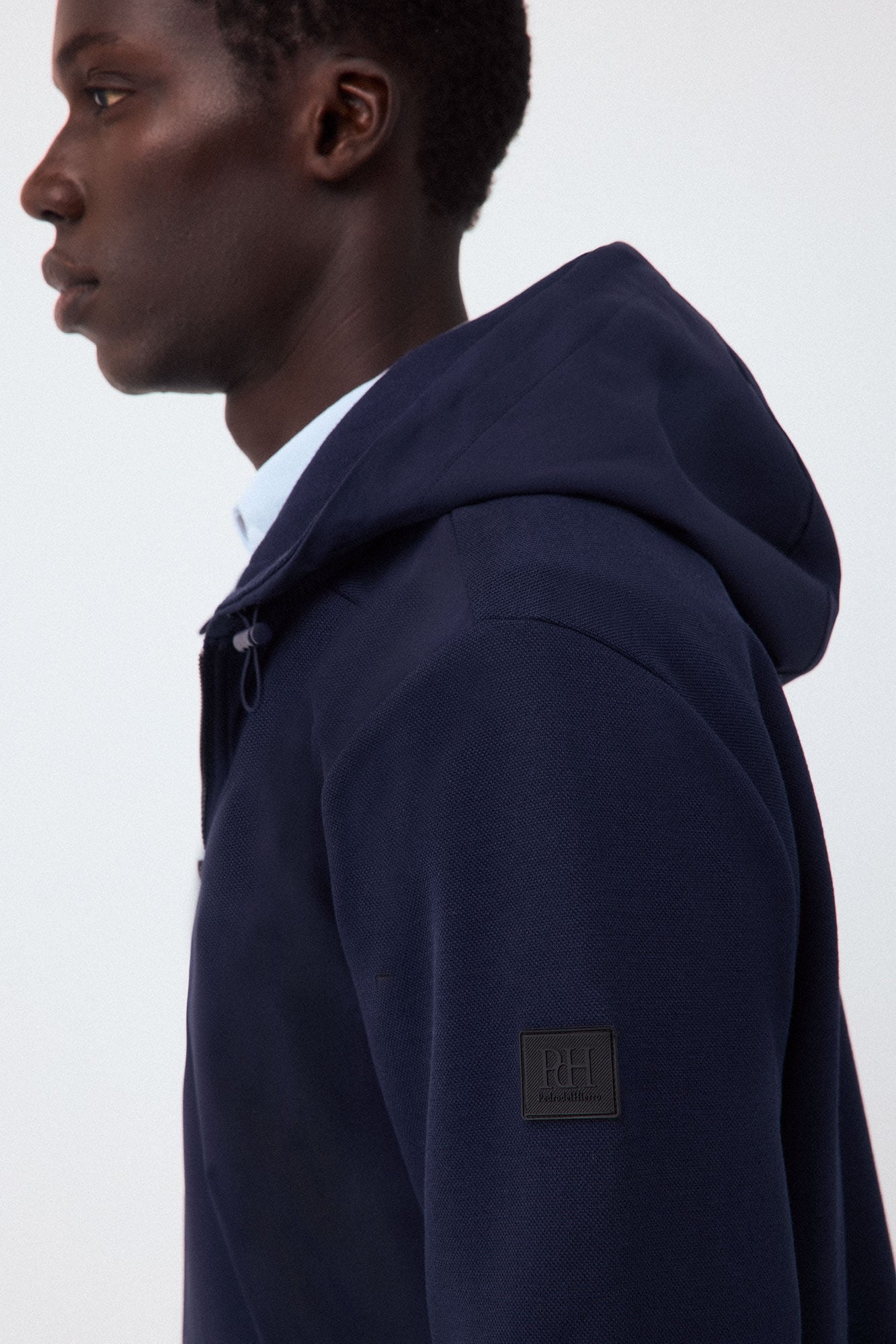 Pedro del Hierro Hooded technical cardigan Blue