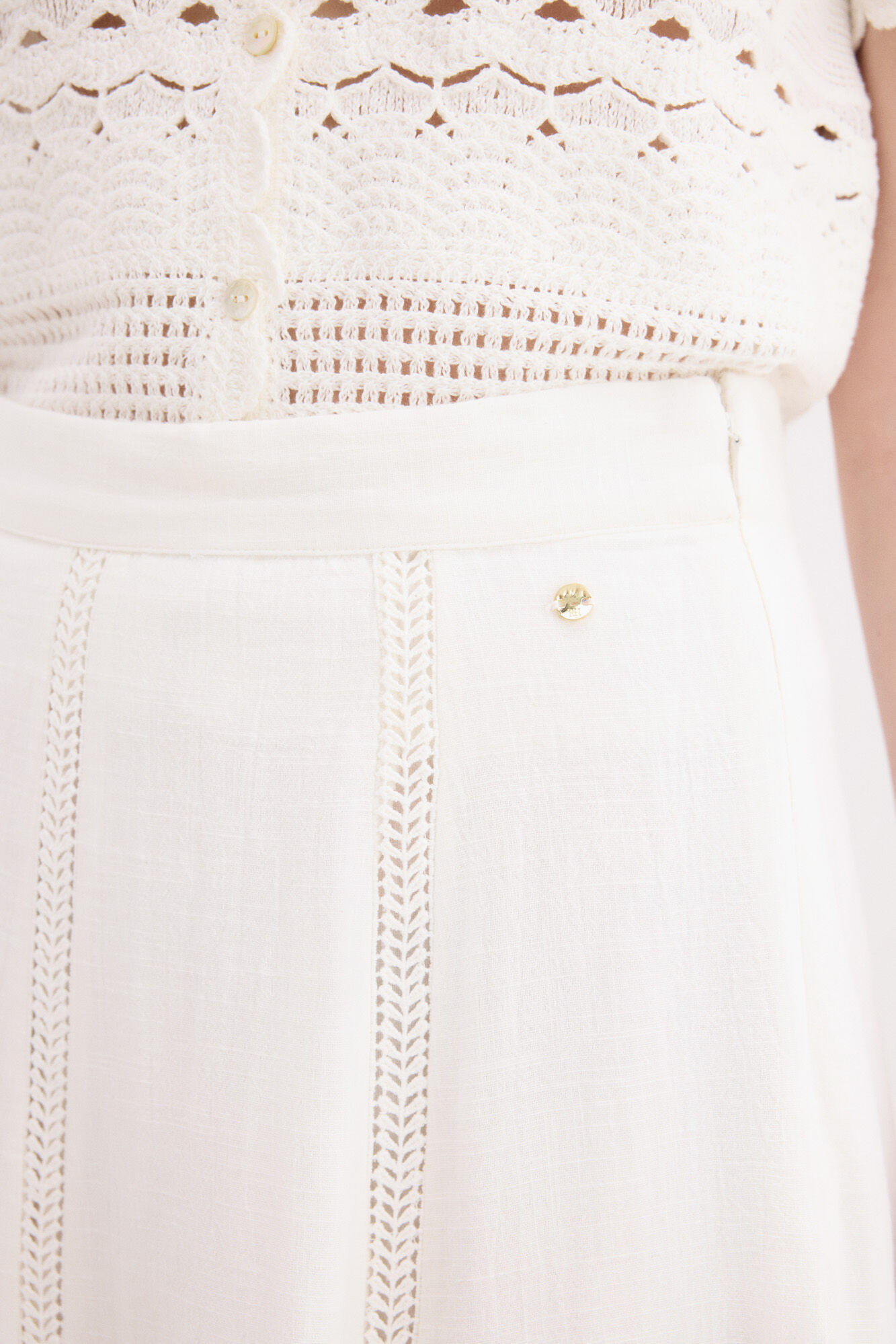 Pedro del Hierro Crochet detail midi skirt White
