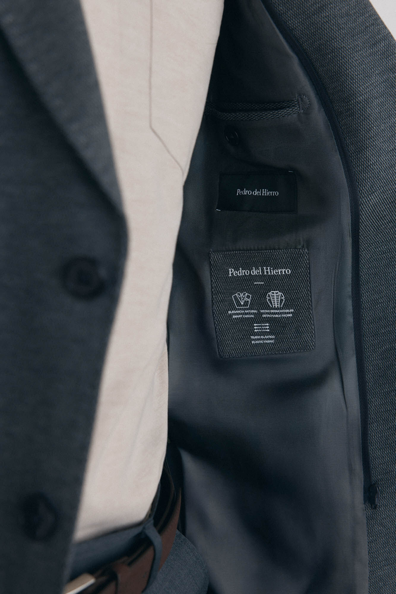 Pedro del Hierro Blazer b&aacute;sico de malha com vistas remov&iacute;veis Cizento