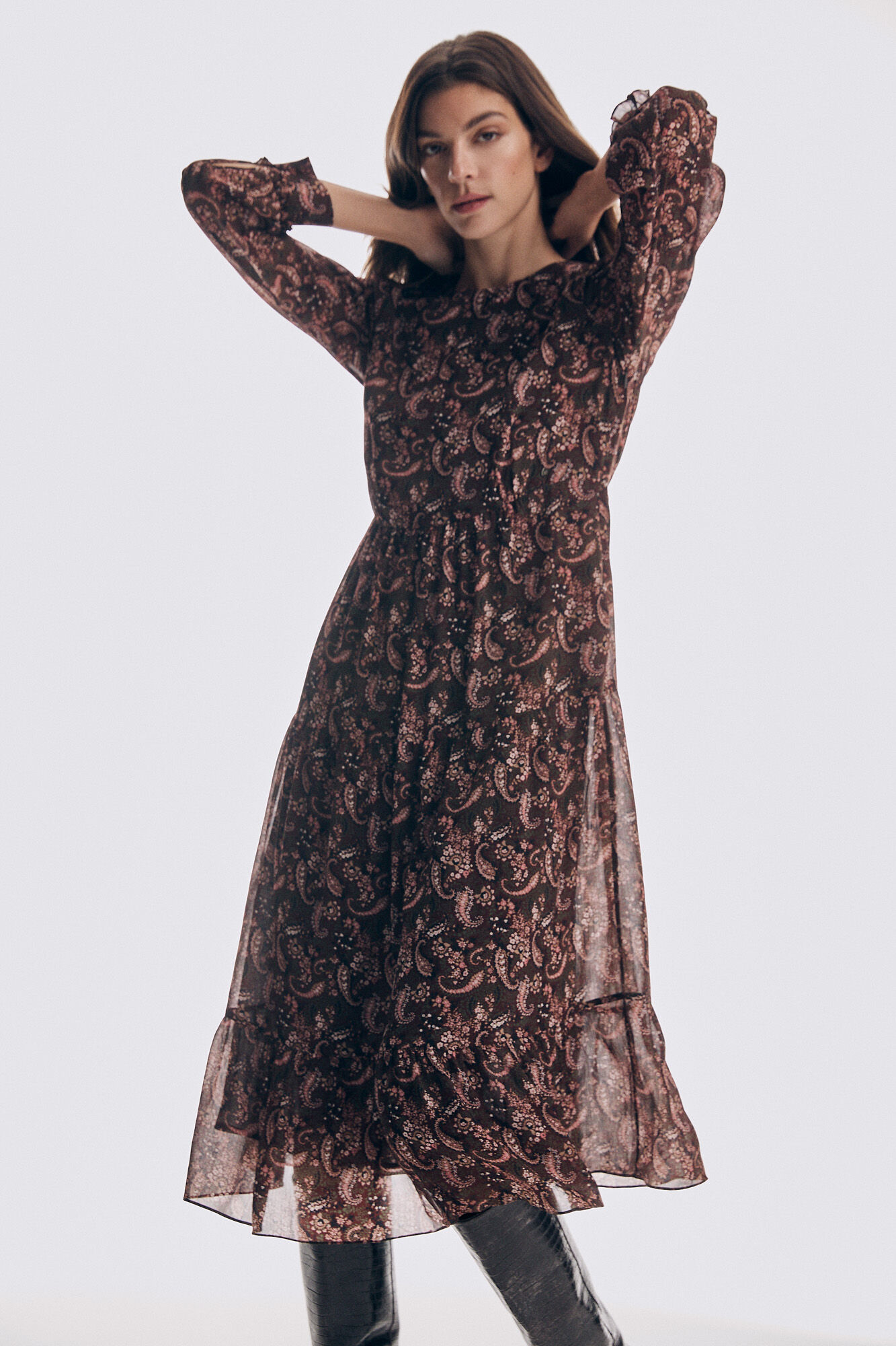 Pedro del Hierro Flowing printed dress Burgundy