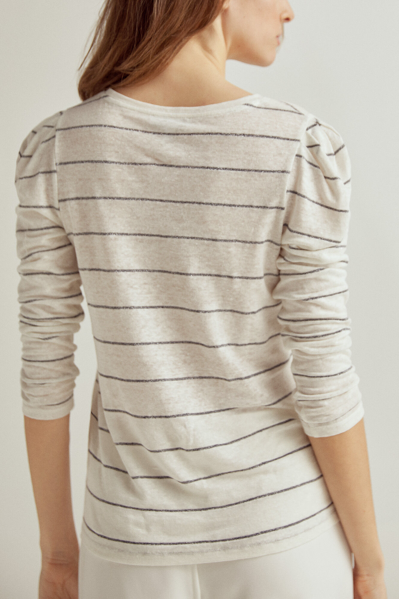 Pedro del Hierro Lurex stripes linen t-shirt Blue