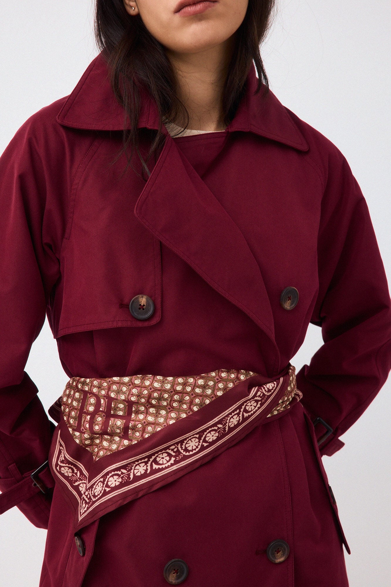 Pedro del Hierro Long trench scarf Burgundy