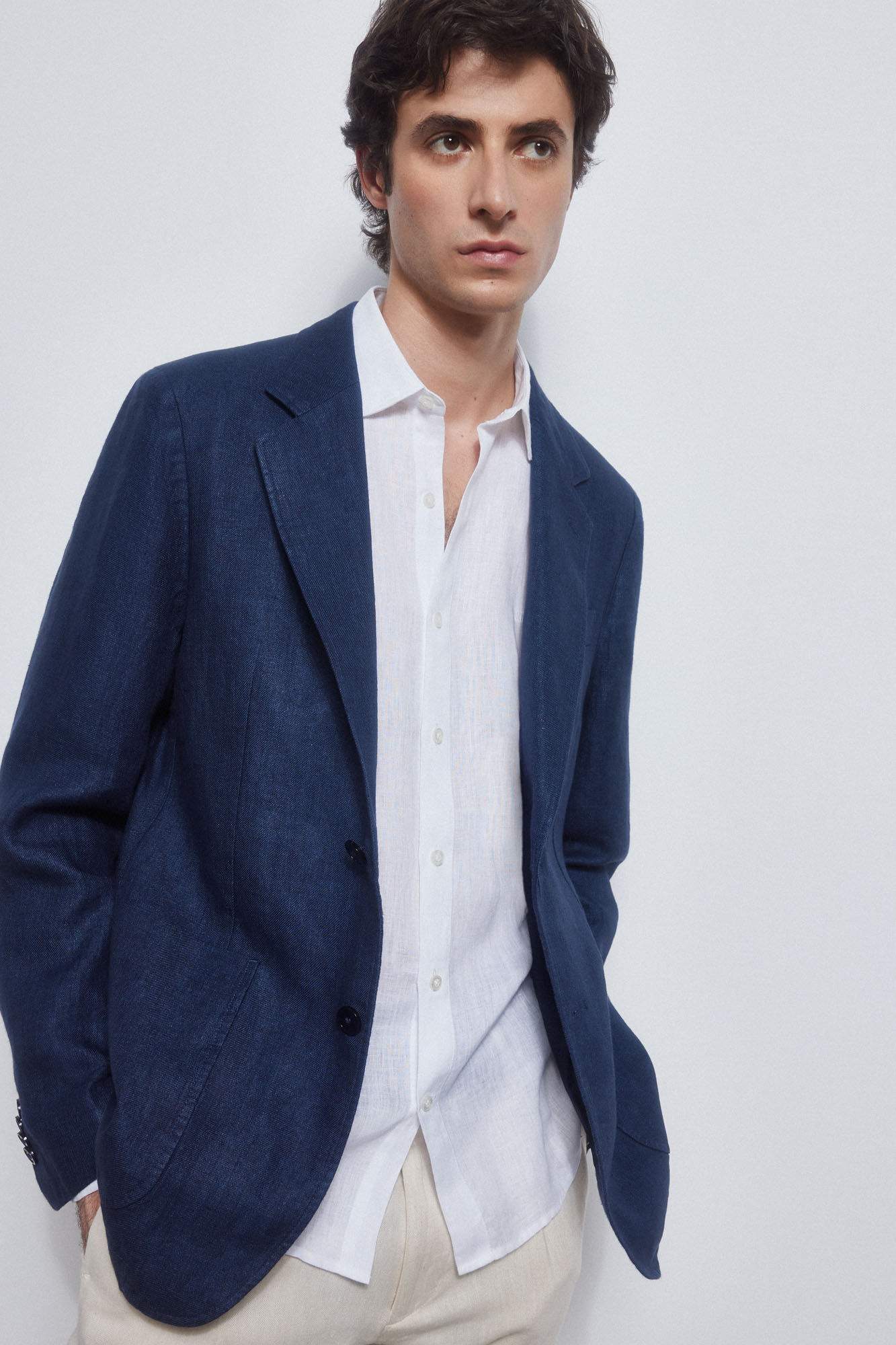 Pedro del Hierro Linen blazer Blue