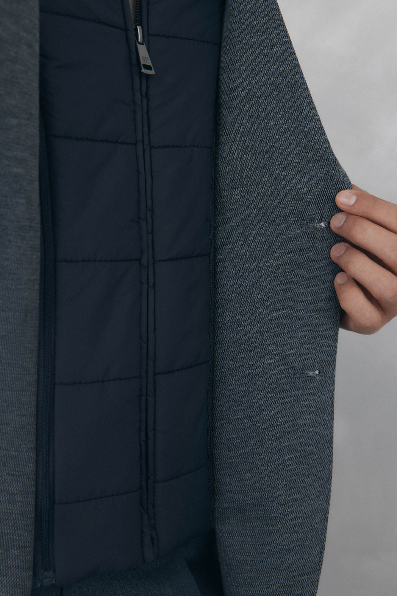 Pedro del Hierro Blazer b&aacute;sico de malha com vistas remov&iacute;veis Cizento