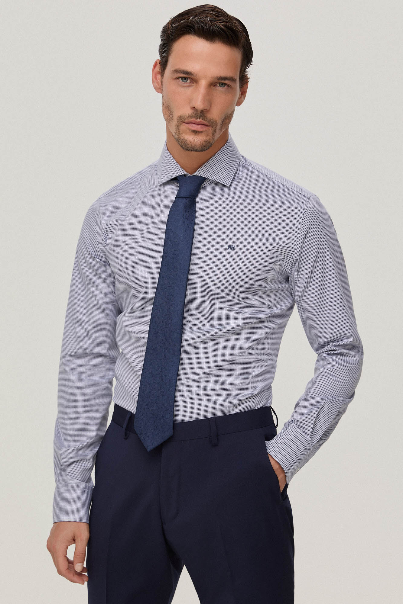 Pedro del Hierro Camisa vestir cuadros slim facil plancha Blue