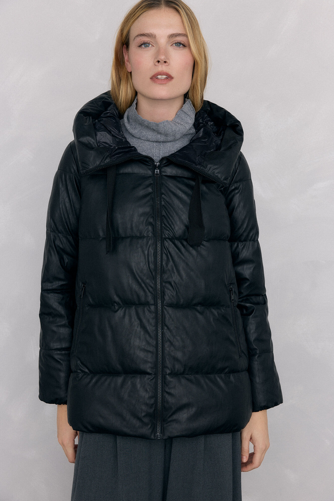 Pedro del Hierro Parka com capuz em pele sint&eacute;tica Preto