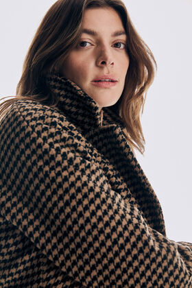 Pedro del Hierro Houndstooth coat with down gilet Brown