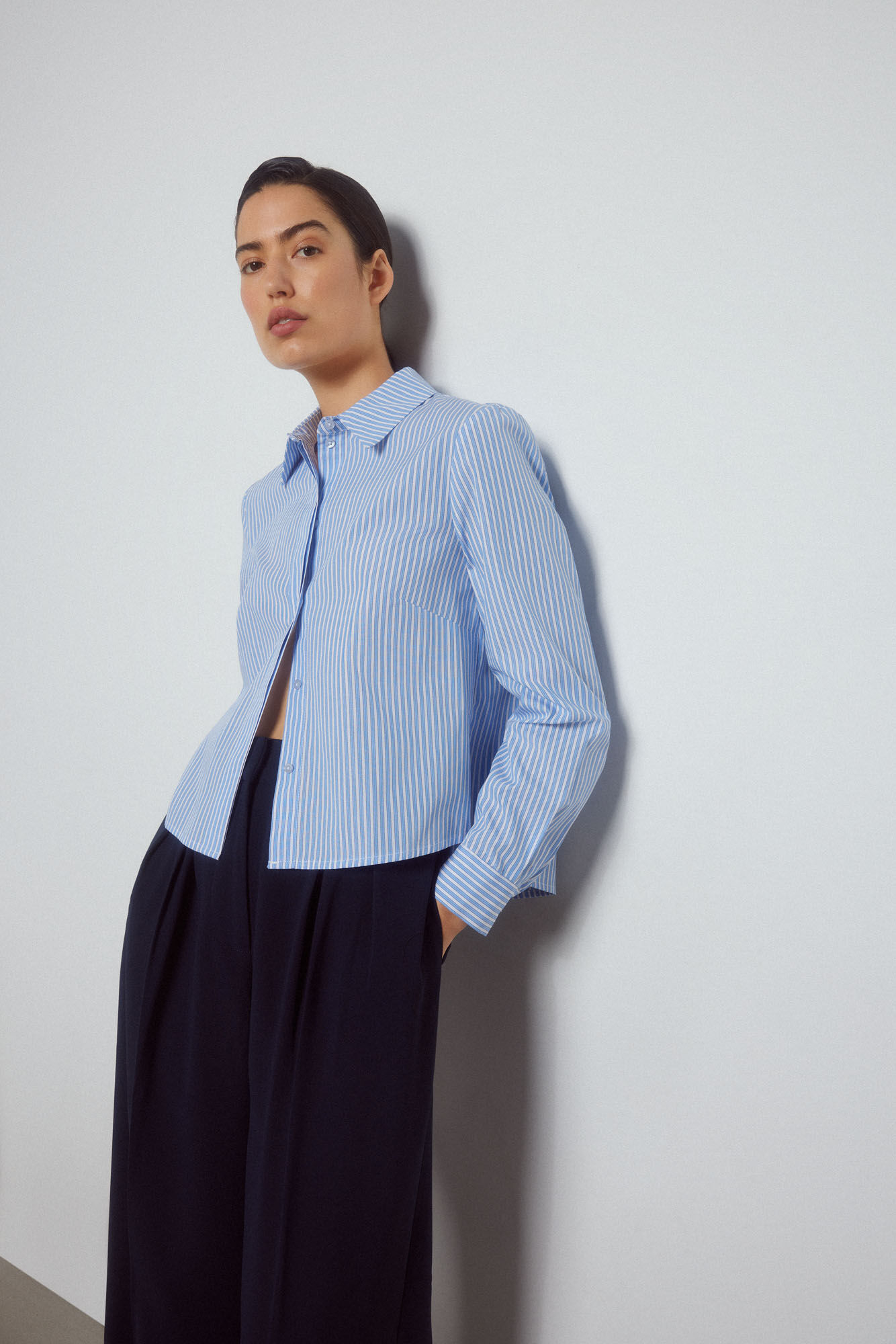 Pedro del Hierro Camisa algod&oacute;n multi rayas Azul