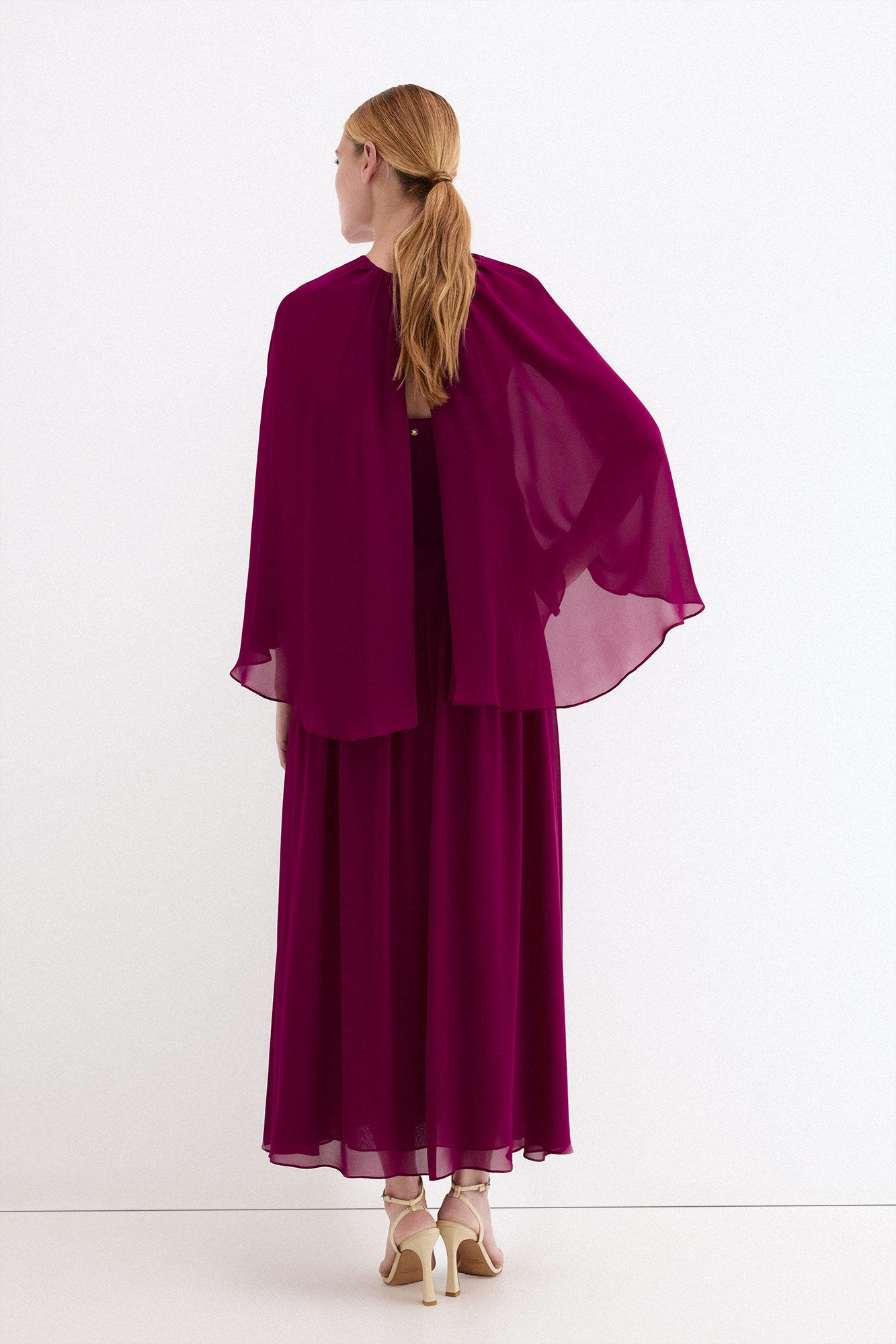 Pedro del Hierro Strapless dress with cape detail Purple