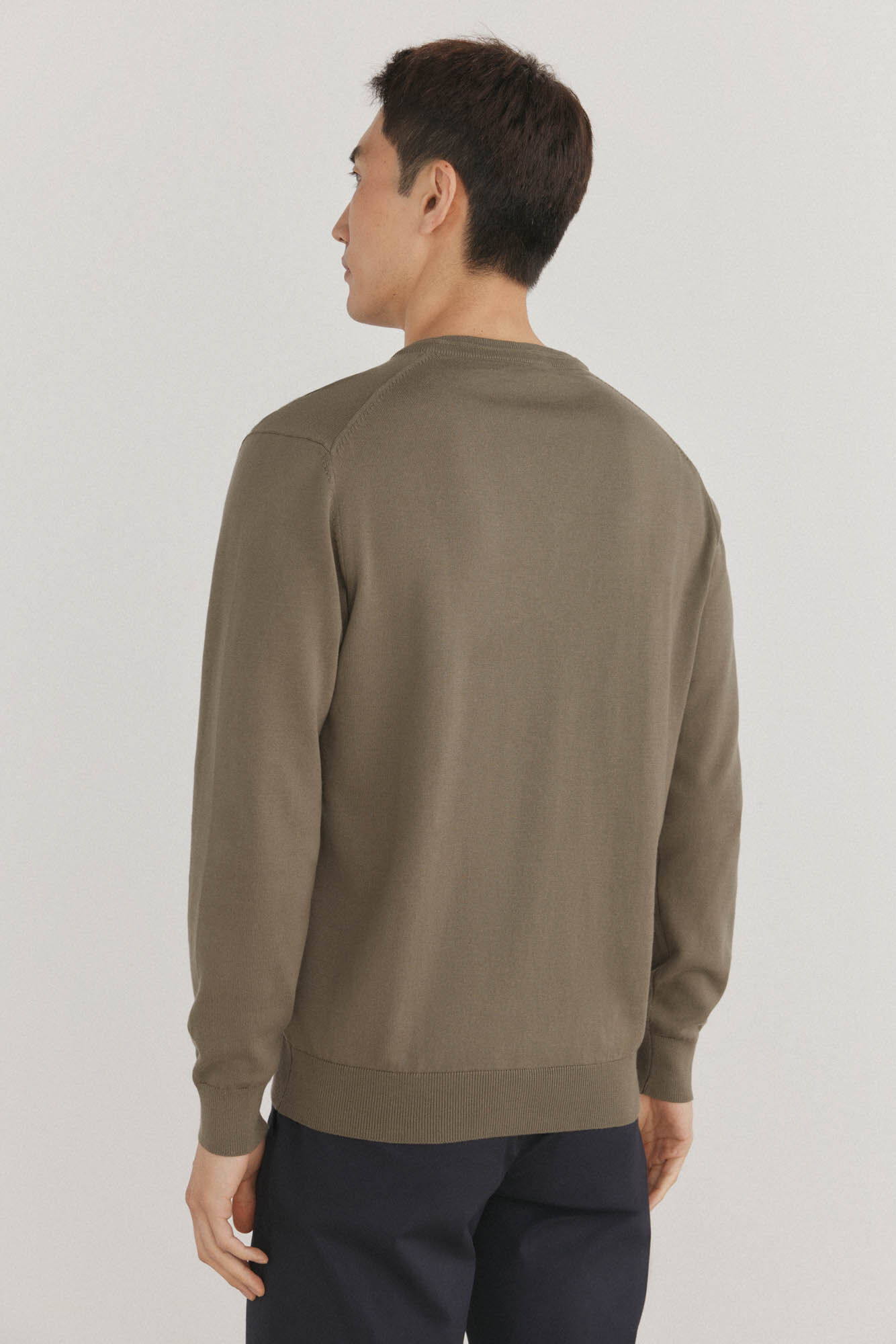 Pedro del Hierro Premium cotton fine jersey-knit V neck Green