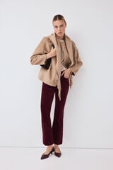 Pedro del Hierro Velvet flare cropped trousers Burgundy