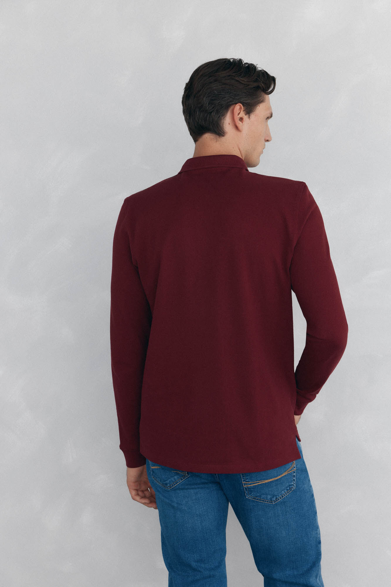 Pedro del Hierro Essential long-sleeved polo shirt Burgundy