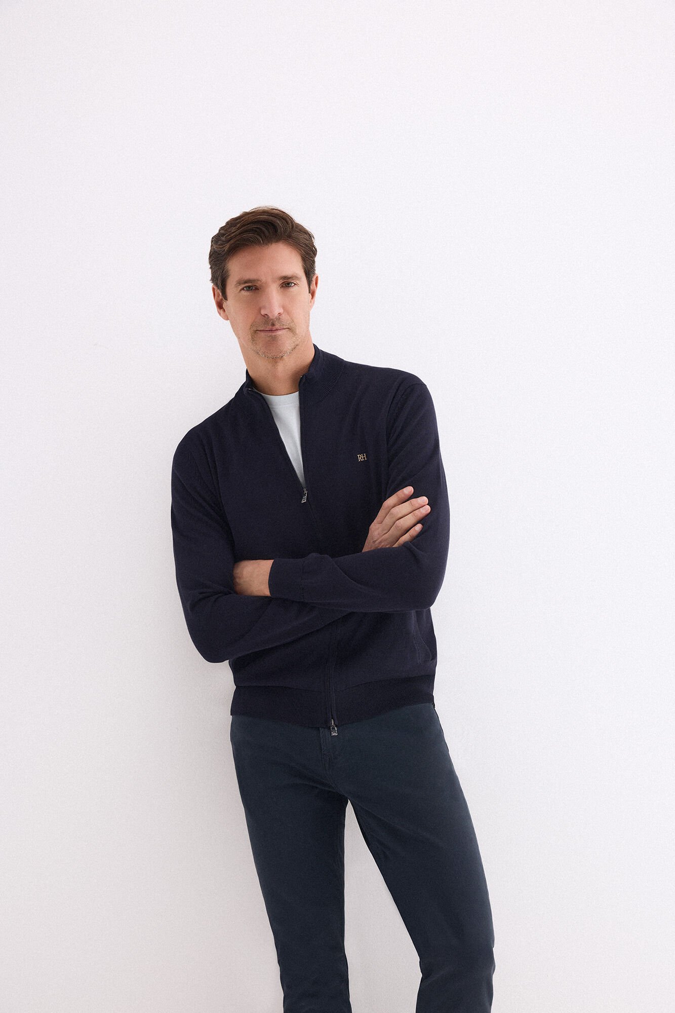 Pedro del Hierro Premium cotton jersey-knit zip fastening cardigan