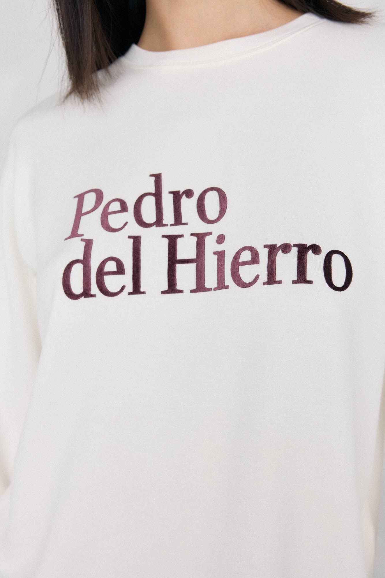 Pedro del Hierro Camiseta de manga comprida com logo soft touch e activewear Ecru
