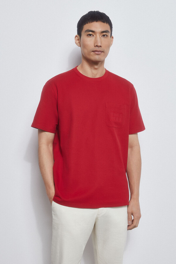 Pedro del Hierro Piqué T-shirt with pocket Red