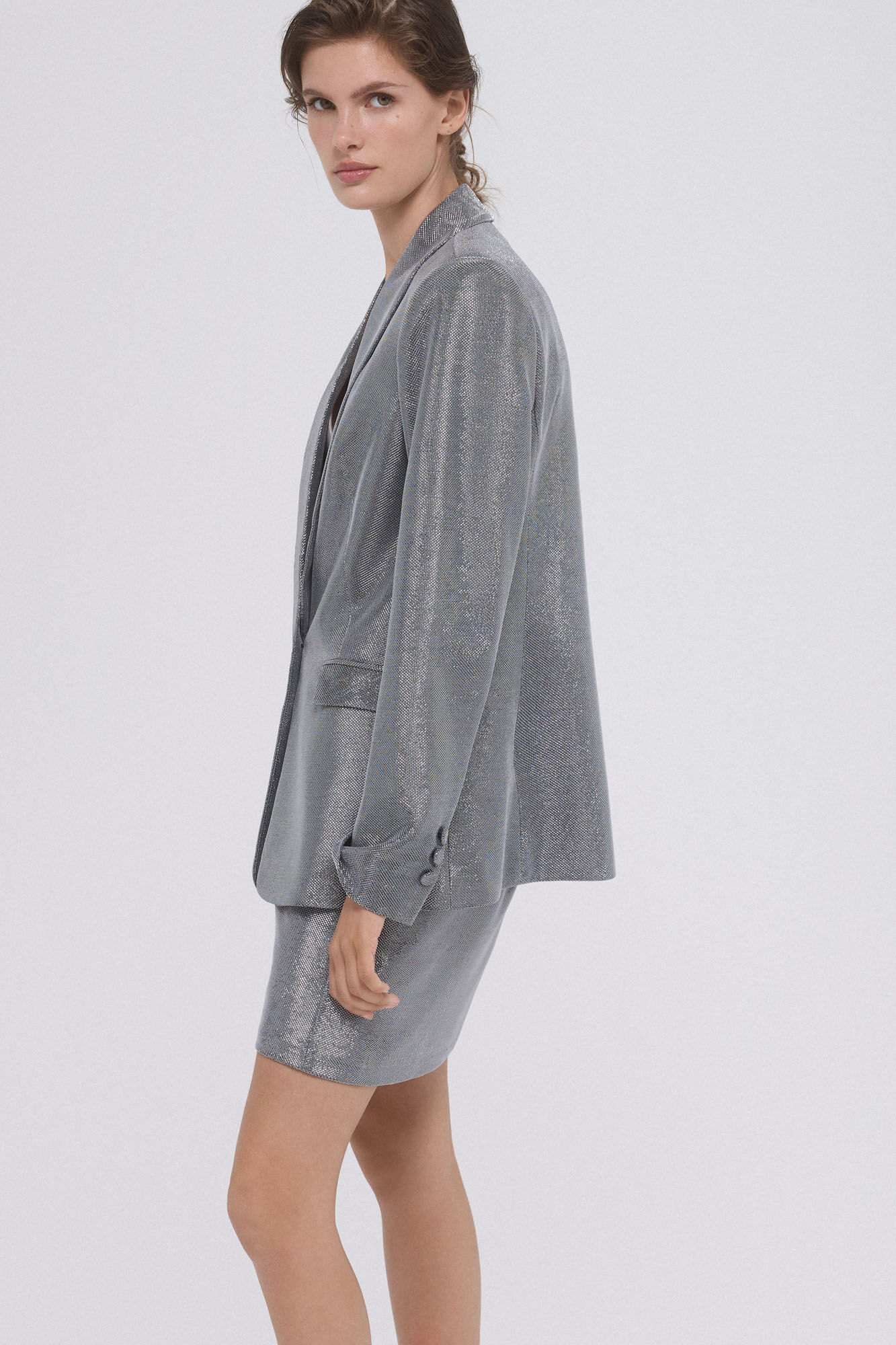 Pedro del Hierro Metallic tuxedo blazer Grey