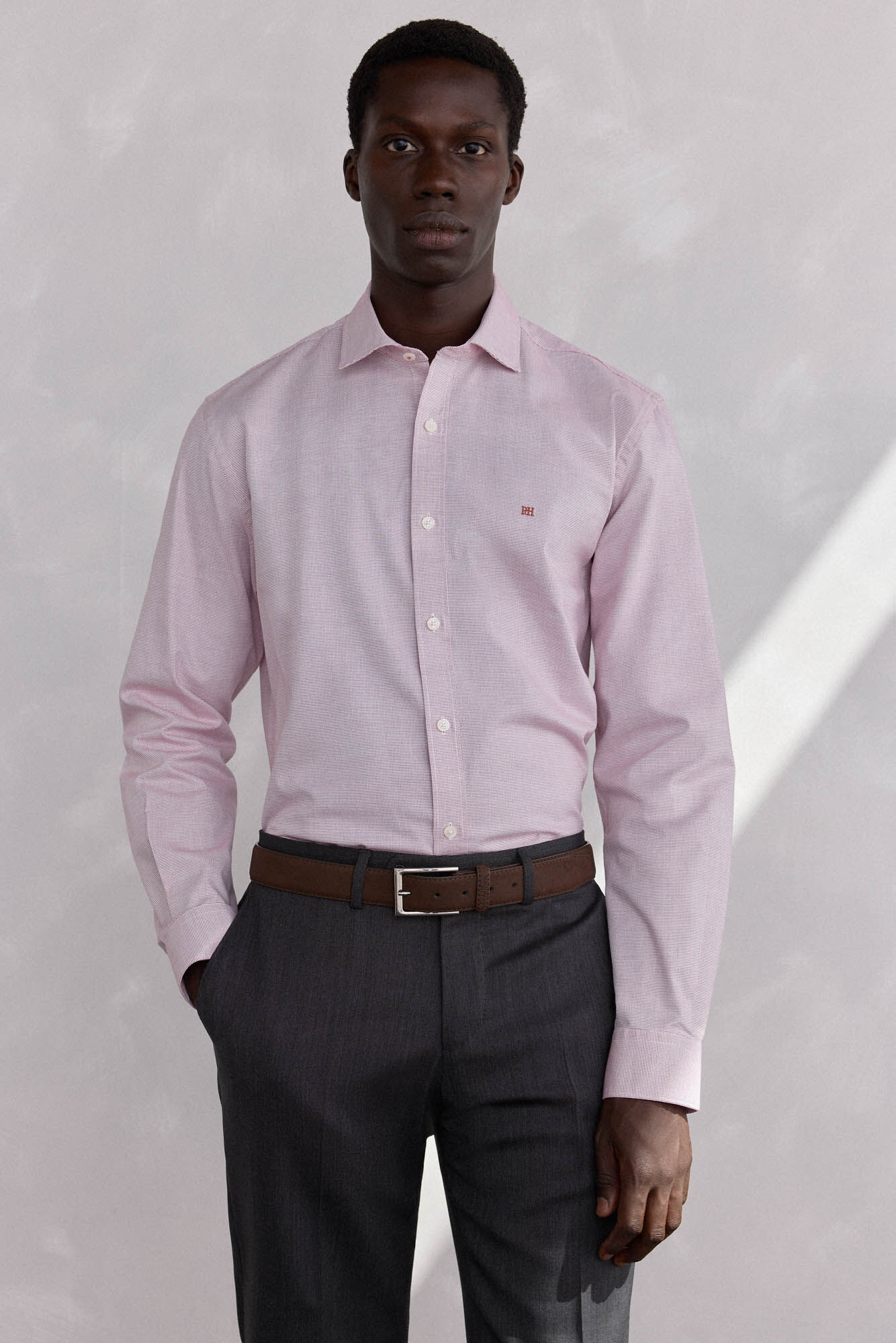 Pedro del Hierro Easy-iron structured shirt + anti-odor regular fit Pink
