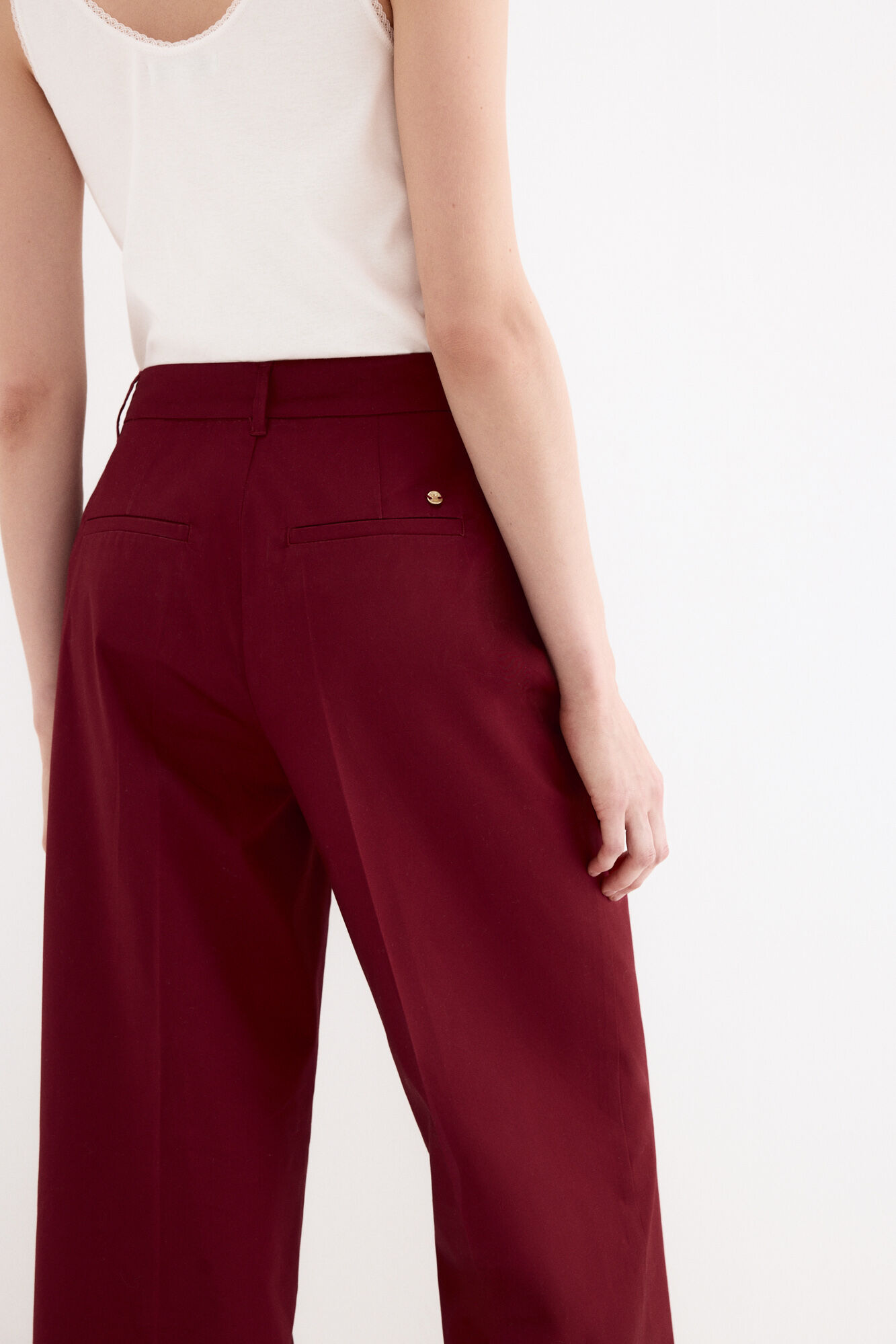 Pedro del Hierro Classic wide leg trousers Burgundy