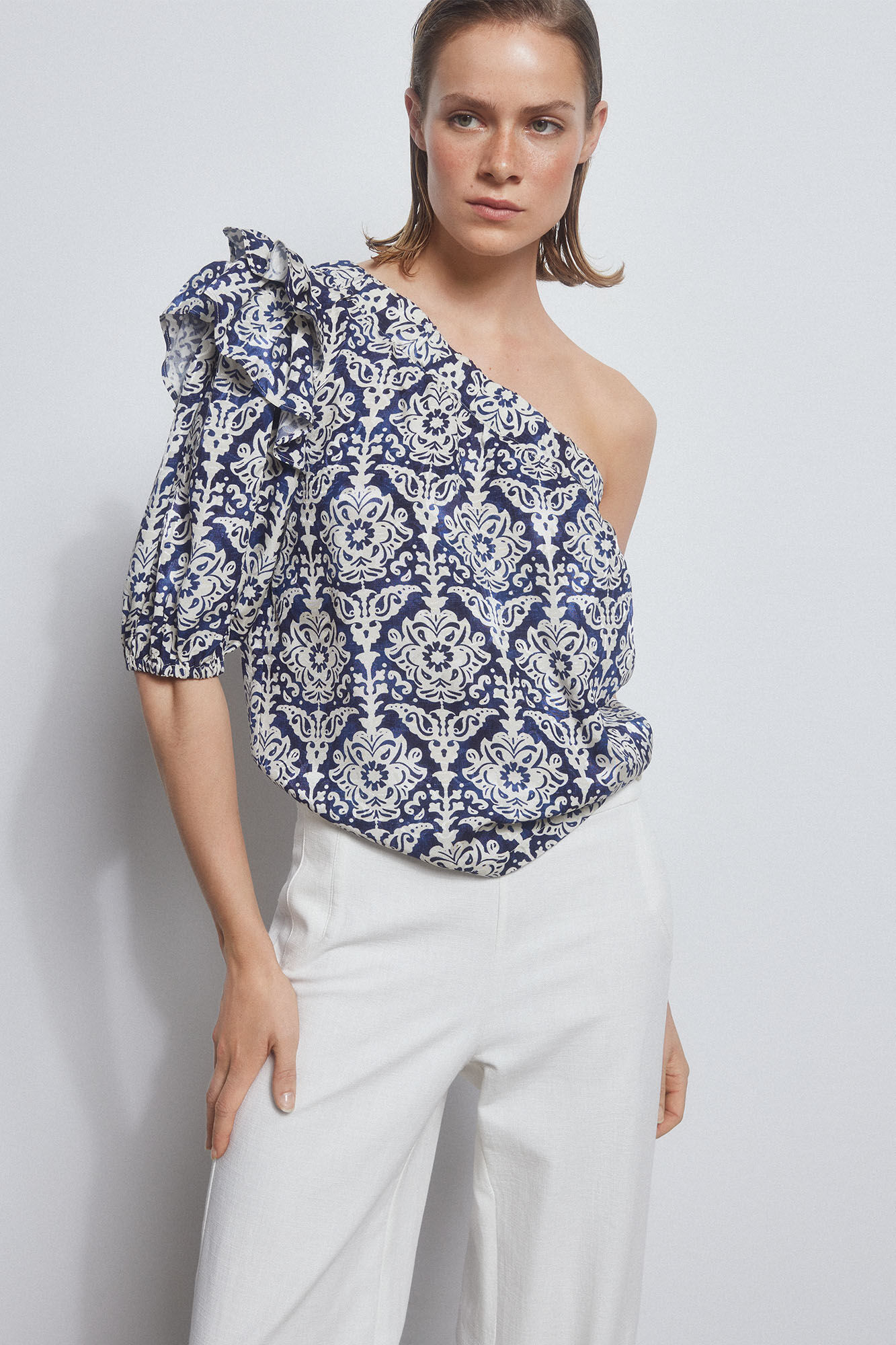 Pedro del Hierro Printed asymmetric top Grey