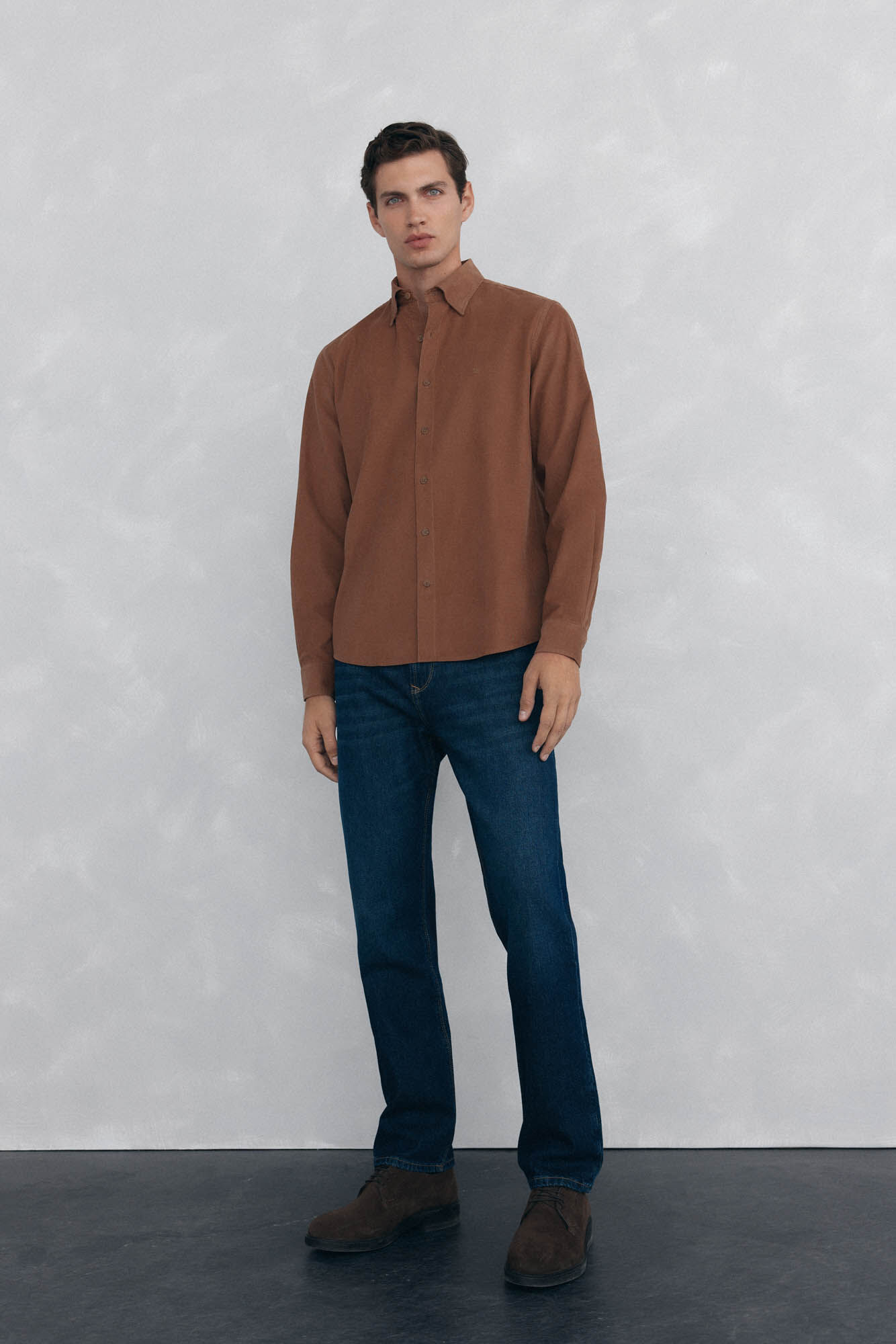 Pedro del Hierro Camisa de veludo macio Marrom