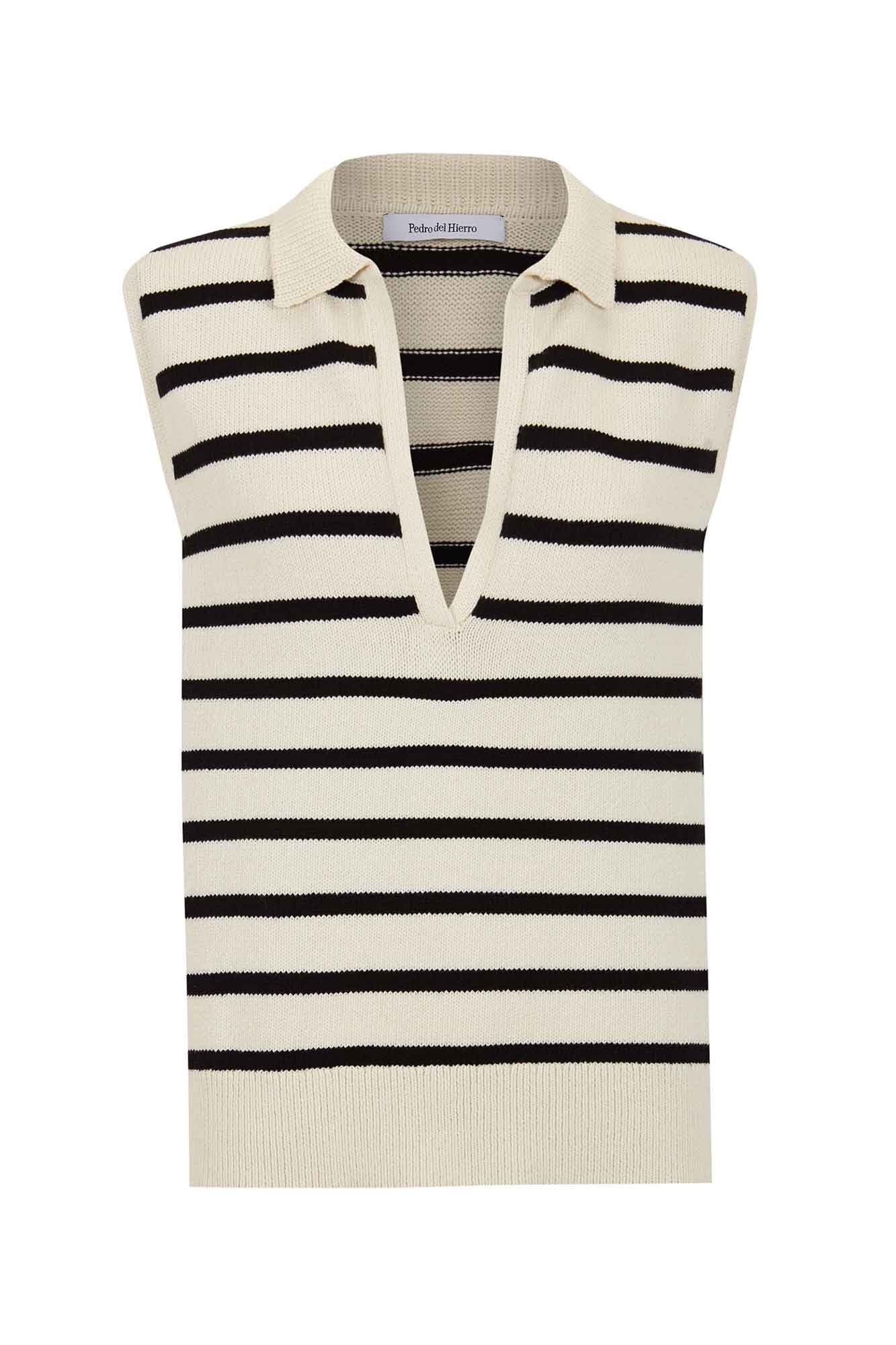 Pedro del Hierro Chaleco de punto rayas Blanco
