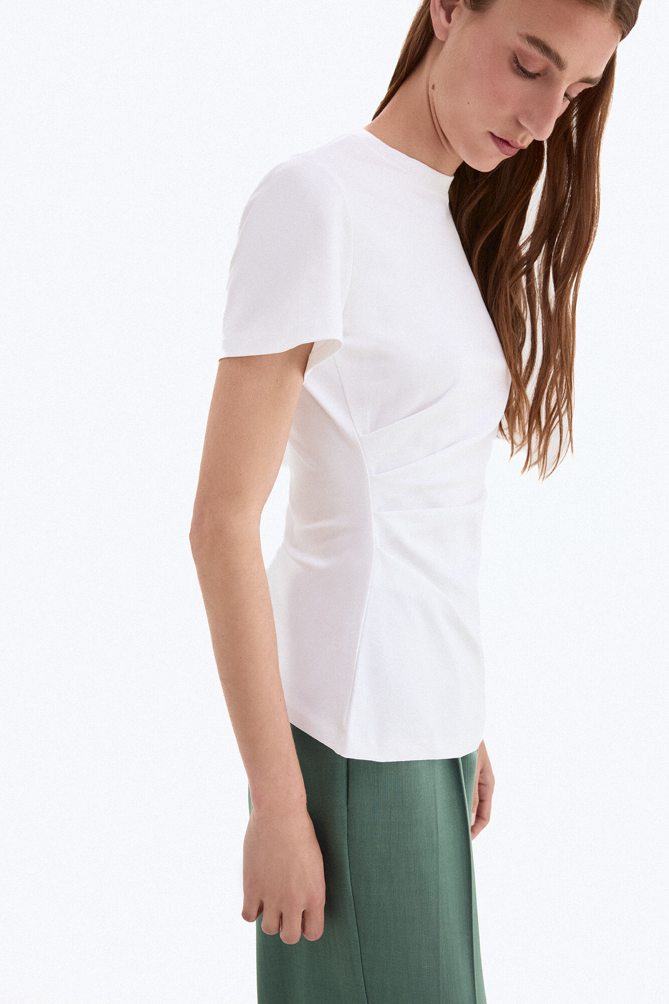 Pedro del Hierro Irregular hem draped short sleeve T-shirt