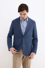 Pedro del Hierro Blazer espiga em linho Azul