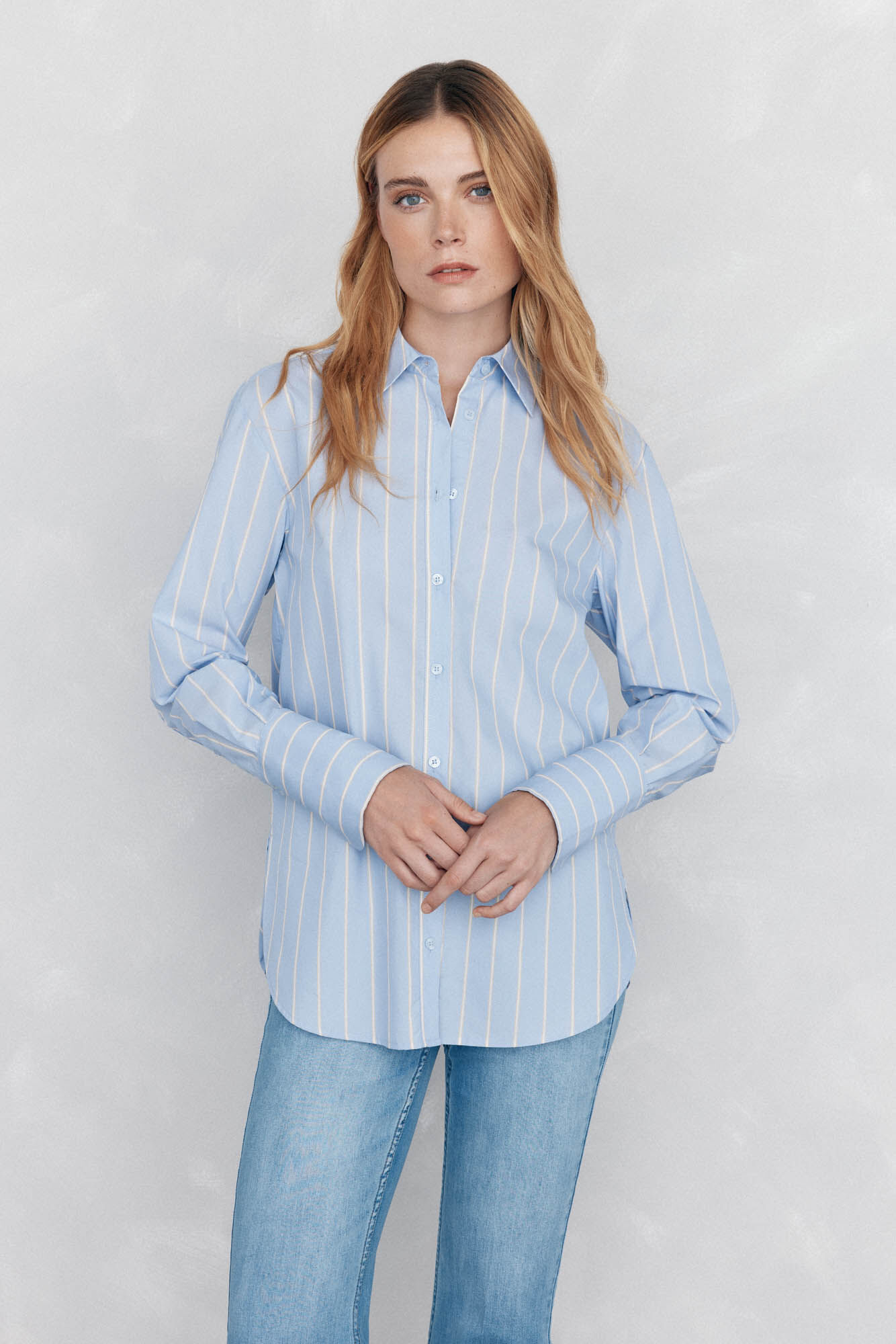 Pedro del Hierro Oversized striped shirt Blue