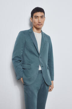 Pedro del Hierro Cotton/linen slim fit blazer Blue
