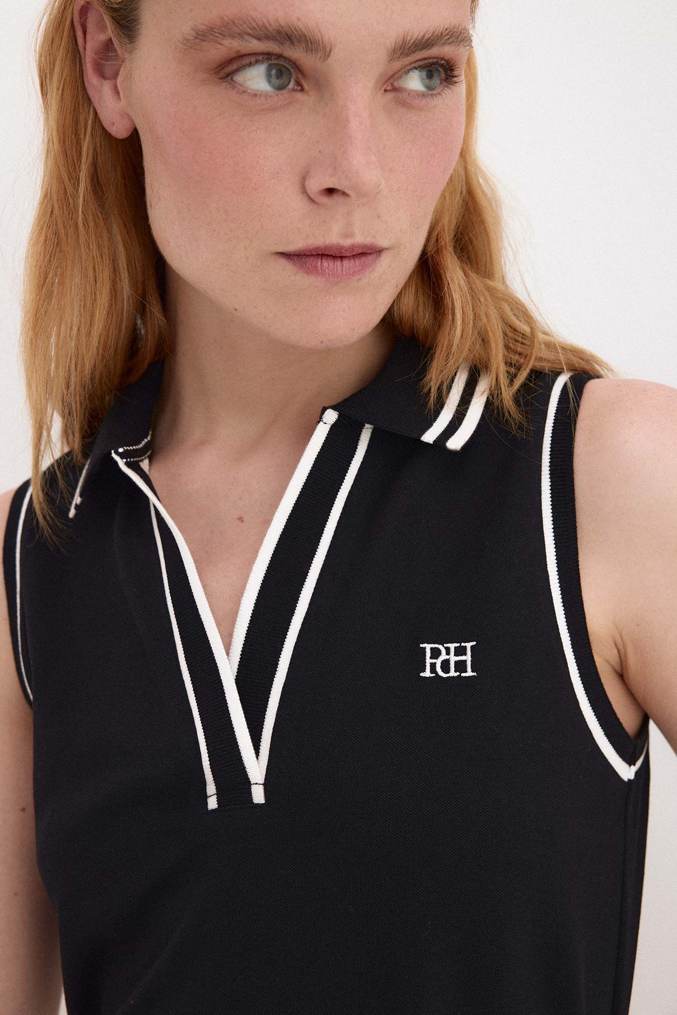 Pedro del Hierro Sleeveless contrast polo shirt