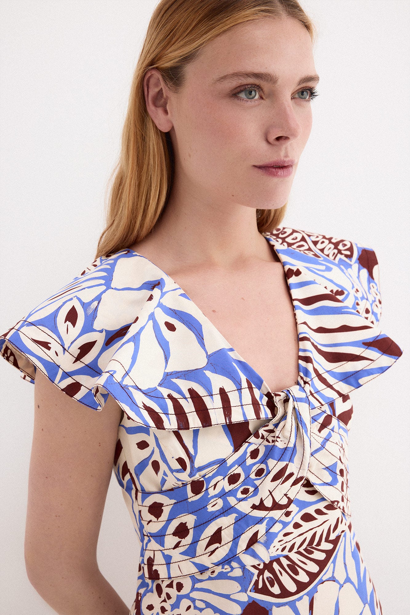 Pedro del Hierro Vestido midi com folhos Azul