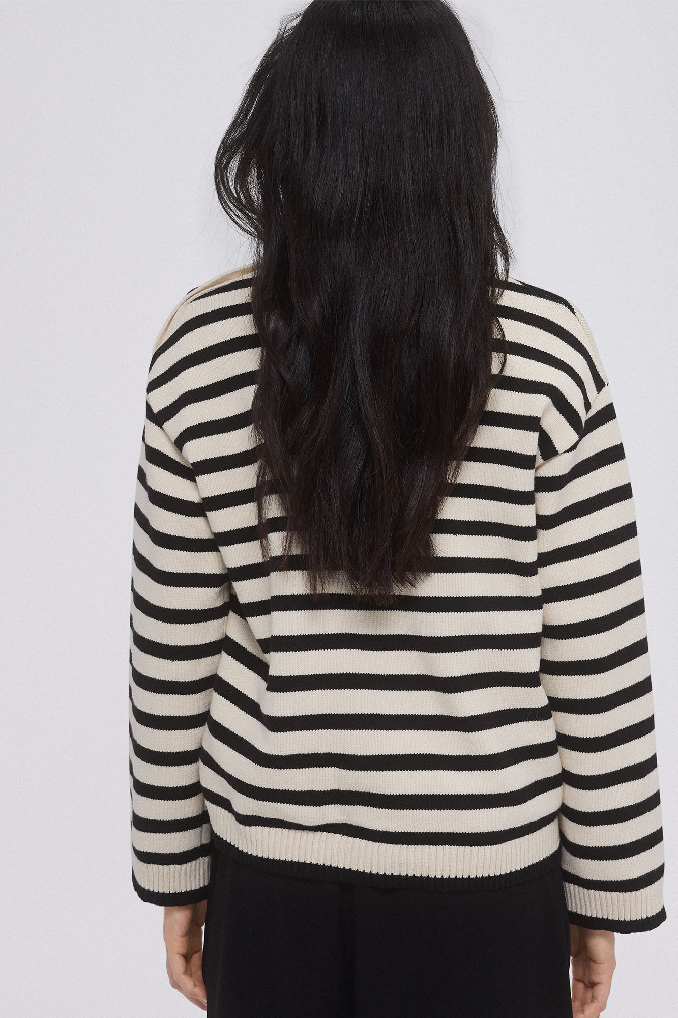 Pedro del Hierro Camisola &agrave;s riscas com bot&otilde;es Preto