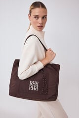 Pedro del Hierro Gathered nylon handbag Brown