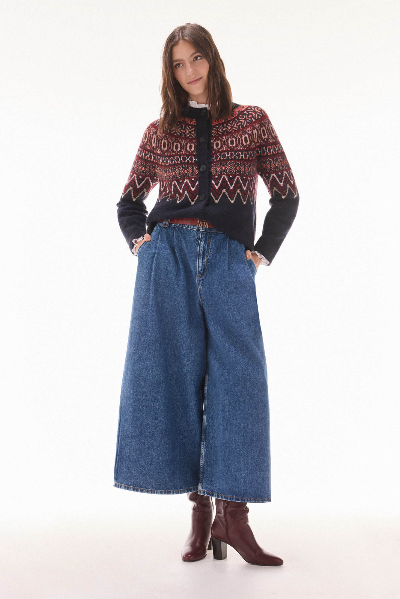 TFP by Tamara Falc&oacute; Multicoloured geometric jacquard jacket Blue