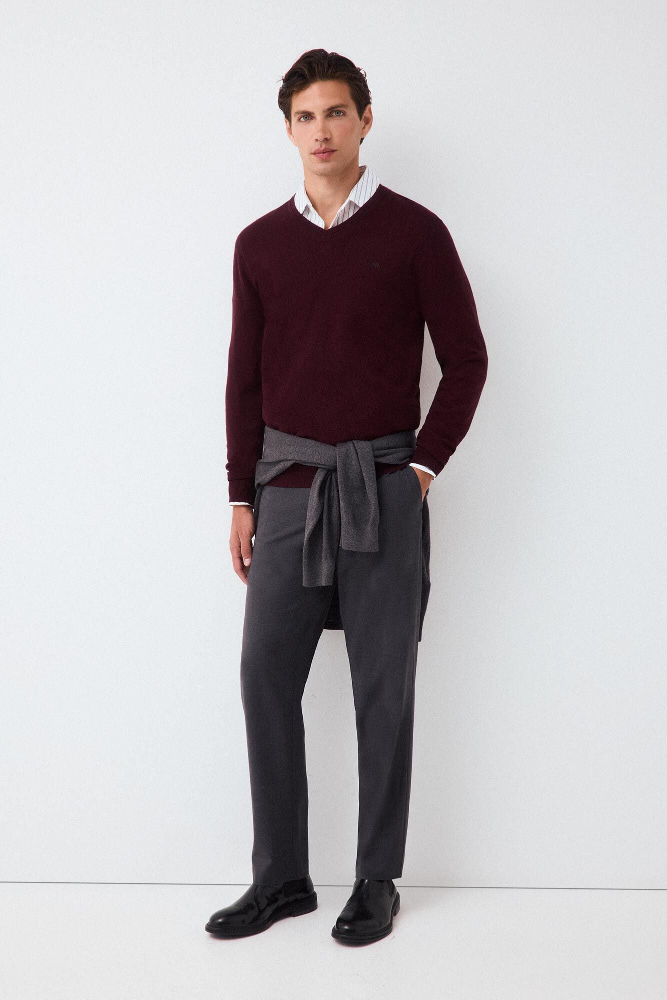 Pedro del Hierro Premium cotton silk cashmere knit jumper Burgundy