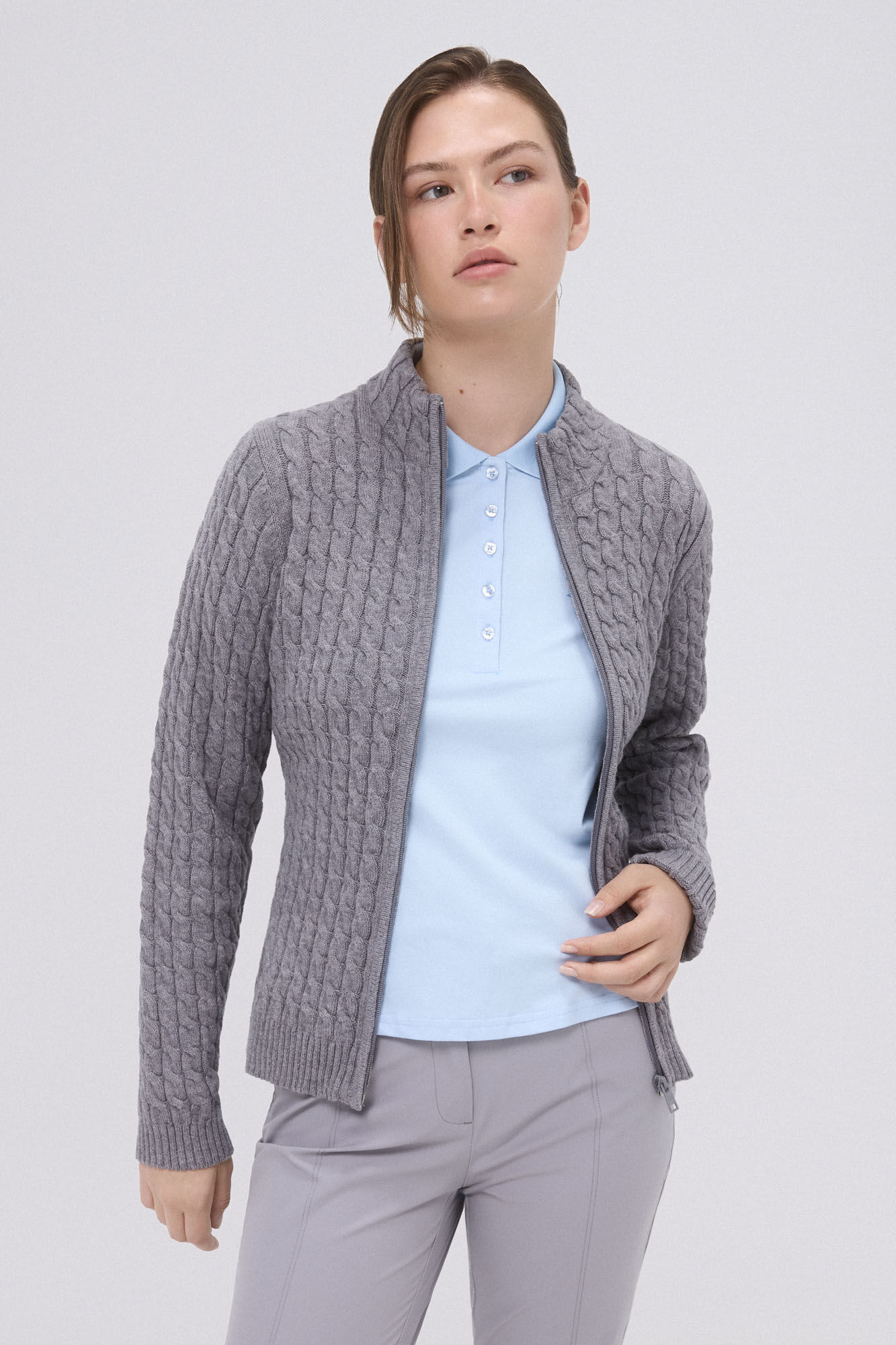 Pedro del Hierro Jaqueta de malha cinza golfe Azul