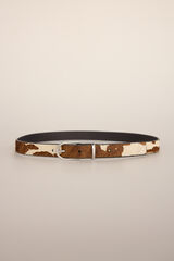 Pedro del Hierro Cowhide print leather belt Brown