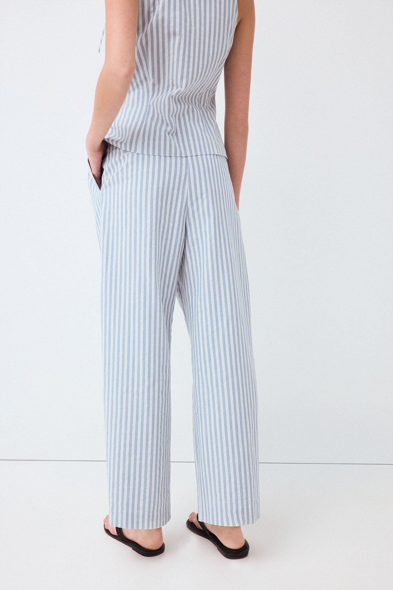 Pedro del Hierro Striped straight trousers Blue