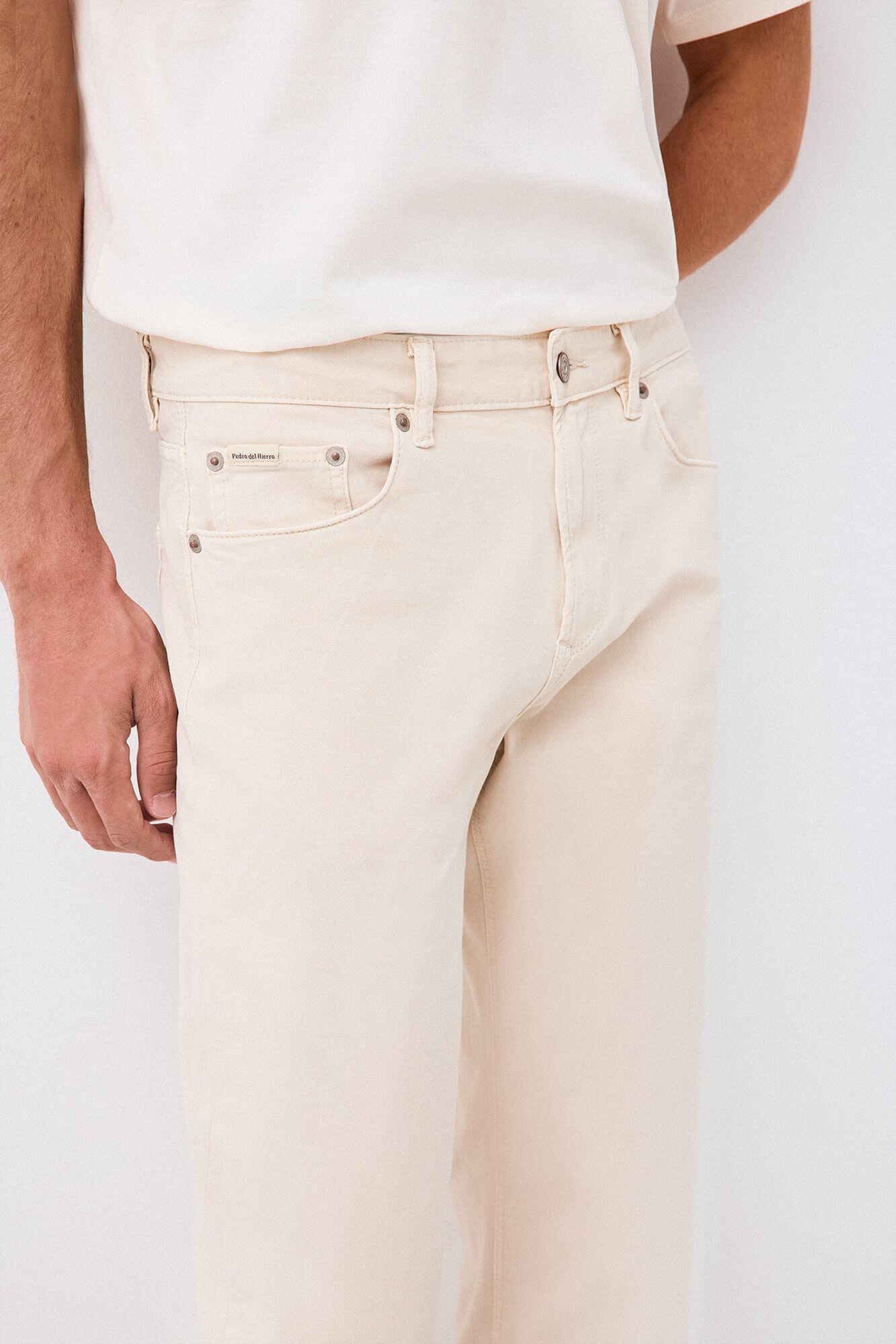 Pedro del Hierro Colour slim fit 5 pocket trousers Beige