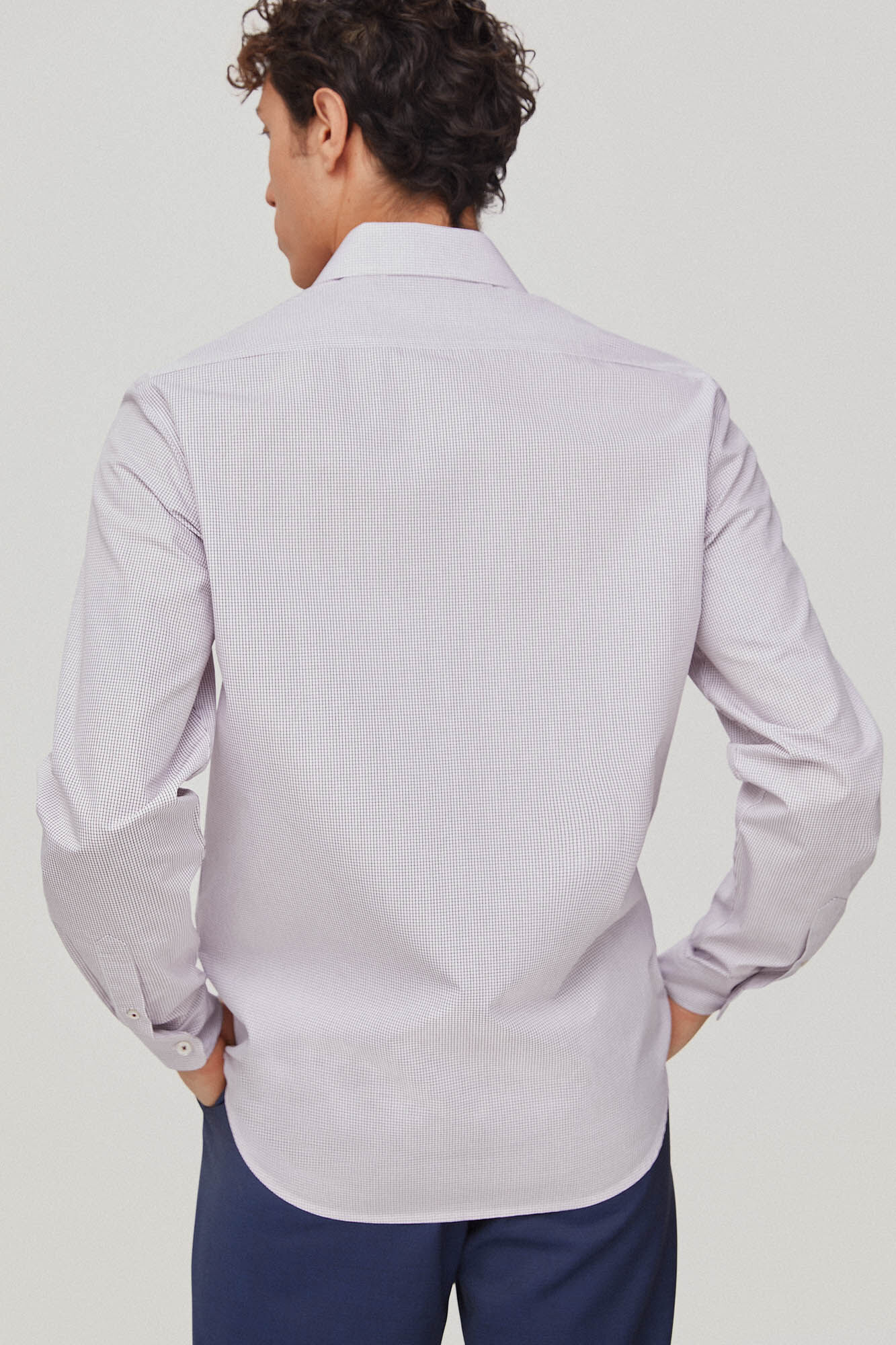 Pedro del Hierro Camisa vestir facil plancha y antimanchas cuadros regular fit Burdeos