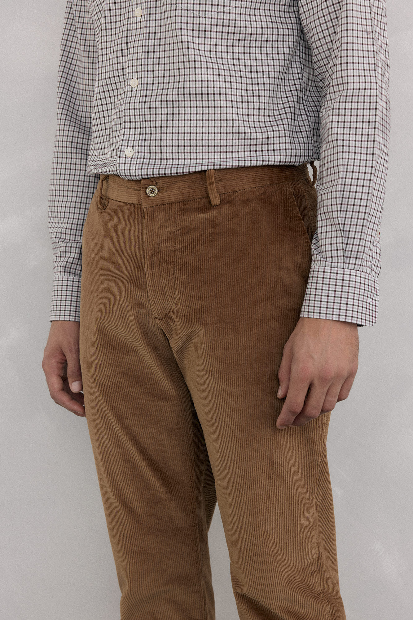 Pedro del Hierro Cal&ccedil;a Chino de veludo grossa de regular fit Marrom