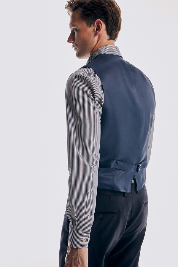 Pedro del Hierro Tailored fit striped vest Blue