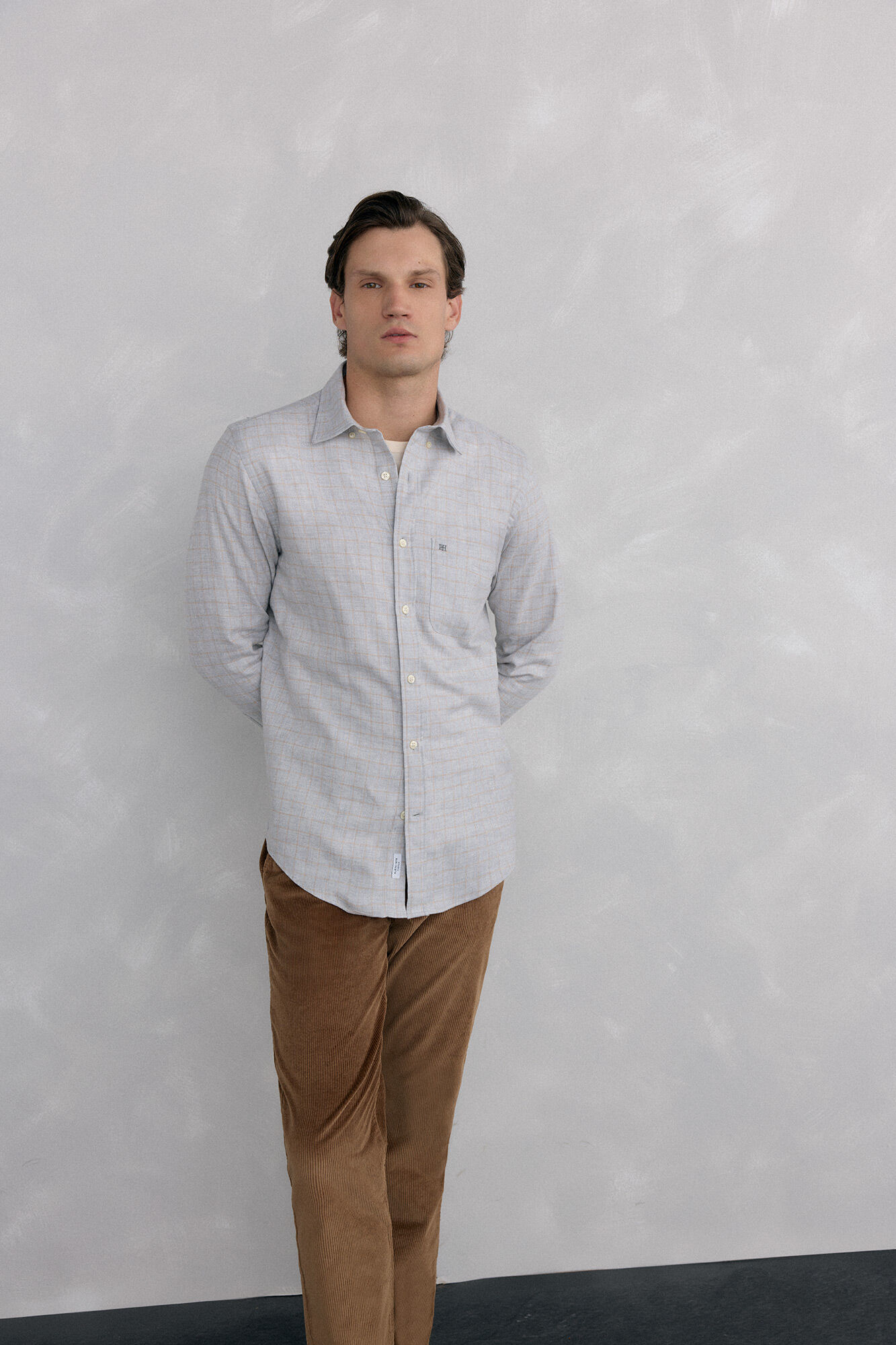 Pedro del Hierro Checkered flannel shirt Italian fabric Grey