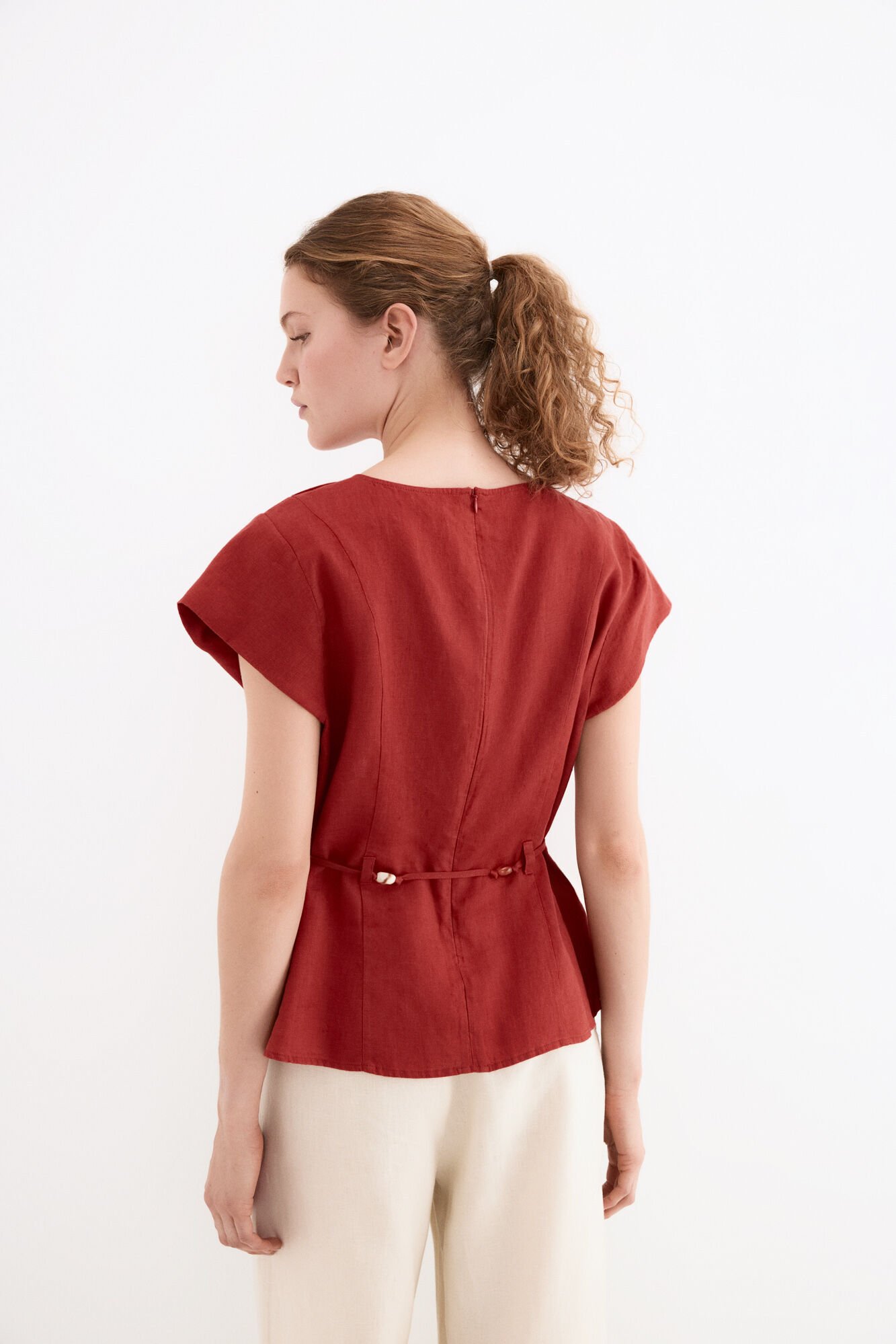 Pedro del Hierro Linen belted top Orange