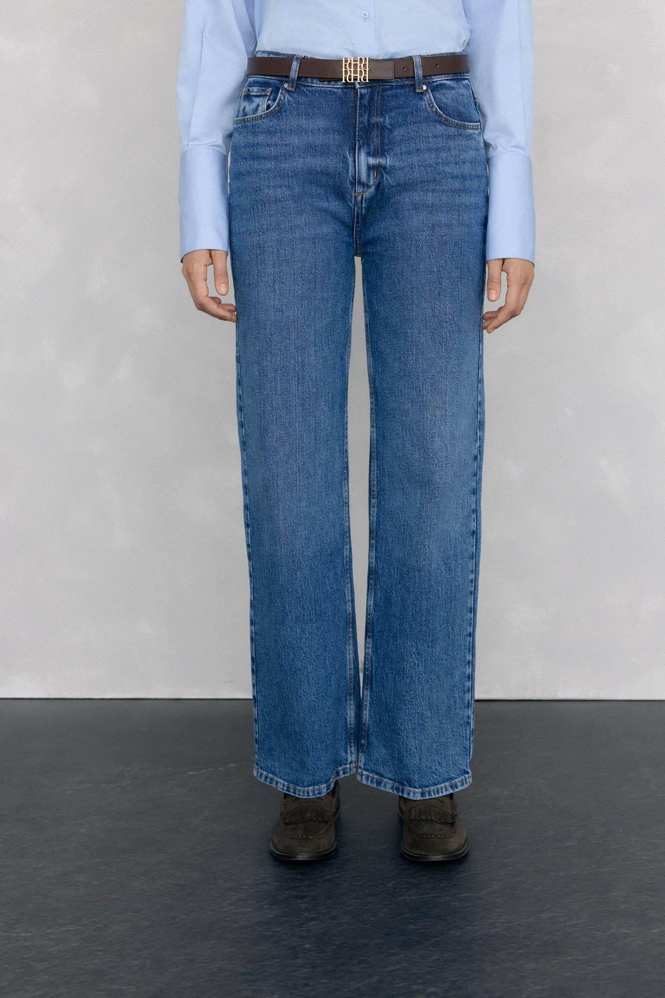 Pedro del Hierro Basic wide-leg jeans Blue