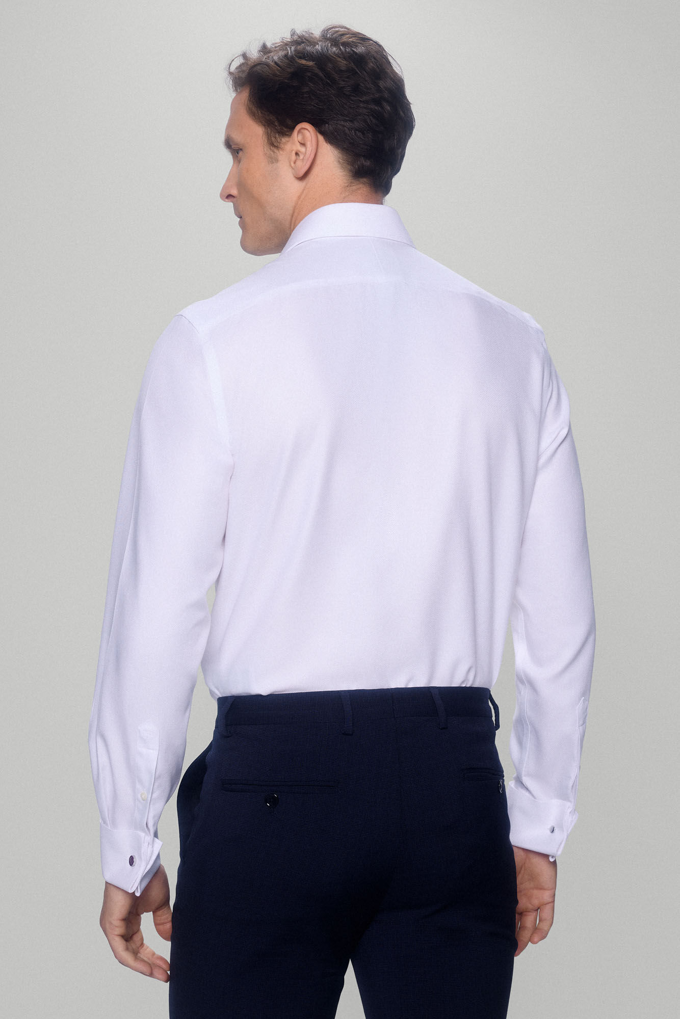 Pedro del Hierro camisa vestir gemelos estructura lisa non iron + antimanchas White