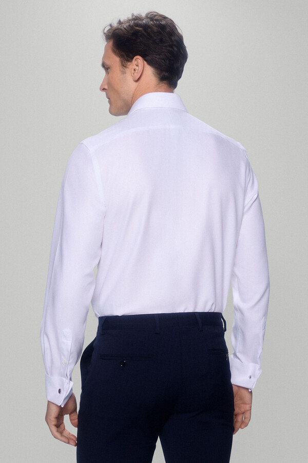 Pedro del Hierro camisa vestir gemelos estructura lisa non iron + antimanchas Branco